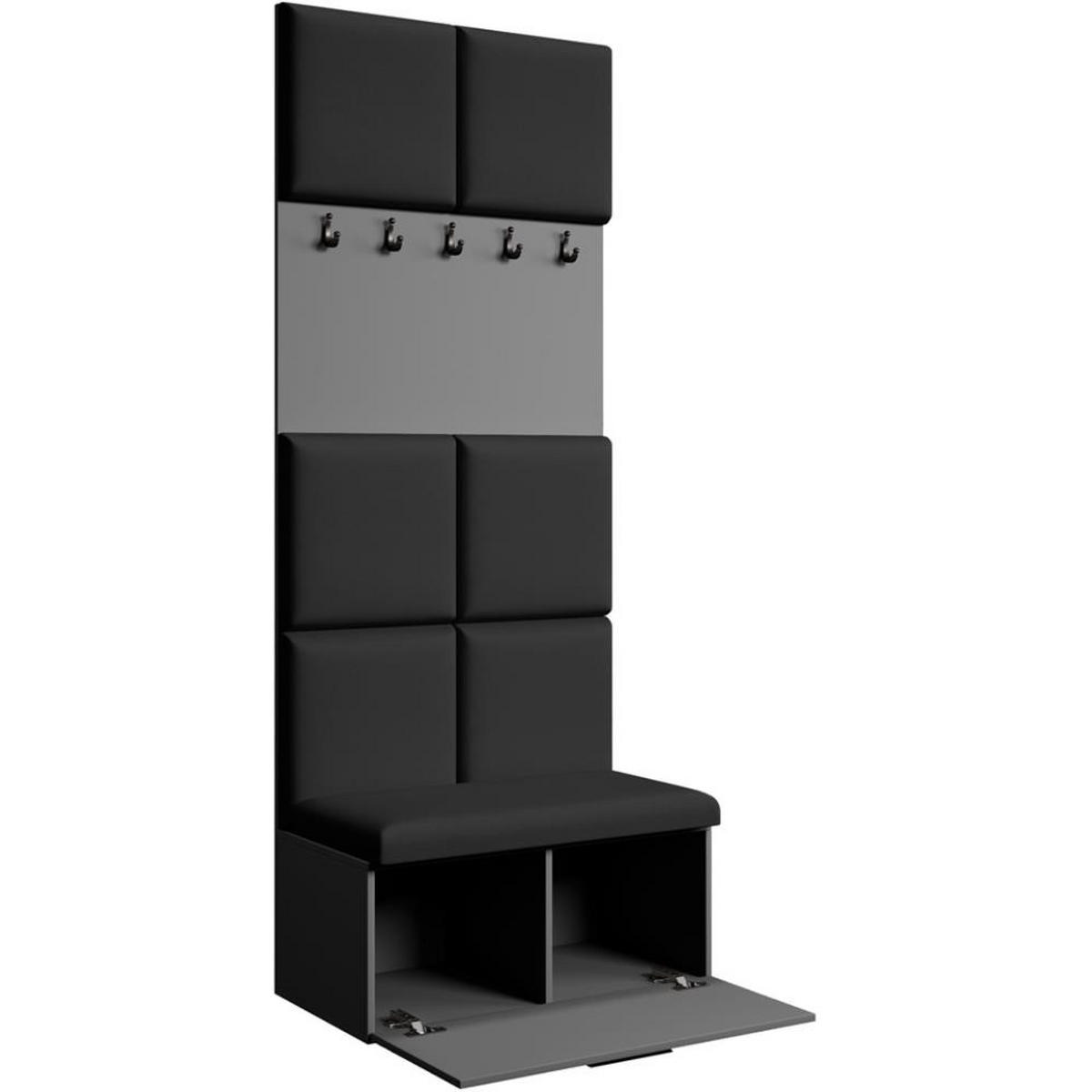 GARDEROBE Margaret I 81/203/43 gepolsterten Paneelen - Schwarz/Graphitfarben, Holzwerkstoff/Kunststoff (81/203/43cm) - Beautysofa
