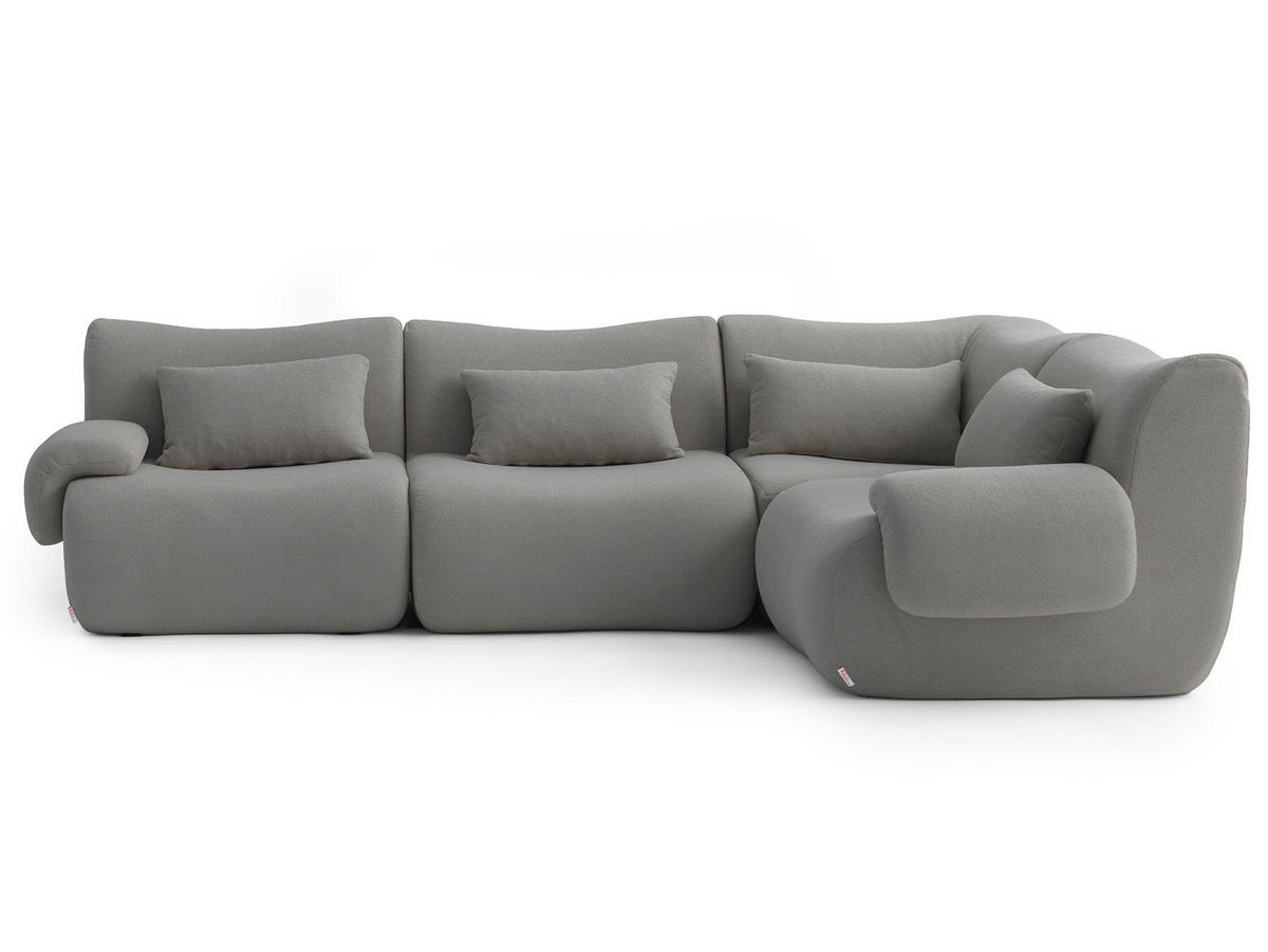 ECKSOFA Bouclé-Stoff Wolkengrau - Grau, Textil (269/182cm) - MILYsofa