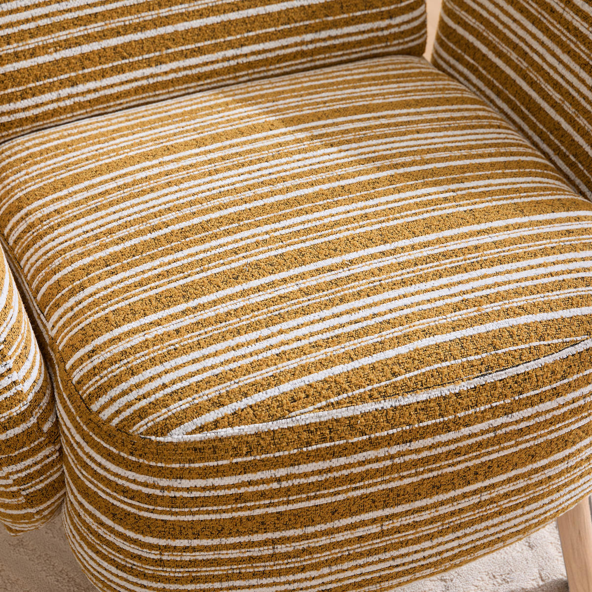 SESSEL Bouclé Senfgelb mit Seitentasche - Gelb, Holzwerkstoff/Textil (77/87/81cm) - WISHDOR