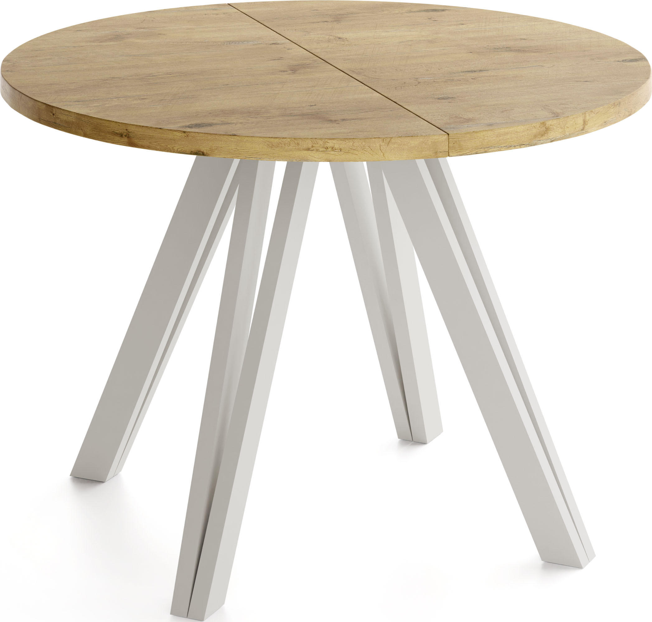 ESSTISCH Ravero runder ausziehbarer, Eiche Hell Braun 100-180/100/77 cm - Kaschmir/Eichefarben, Holz/Holzwerkstoff (100/100/77cm) - WFL GROUP