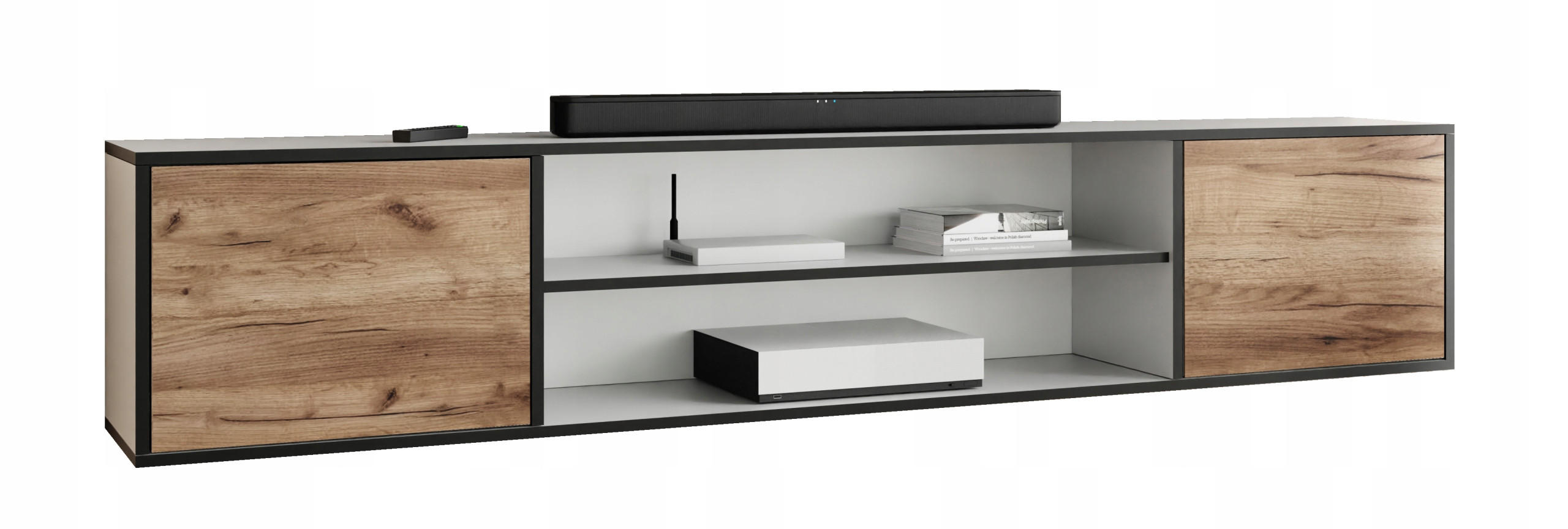 TV-LOWBOARD EDI 4 Weiß / Craft Gold Eiche – 2-türig - Honigeiche/Weiß, Holzwerkstoff (206.4/42/38.9cm)