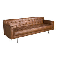 CHESTERFIELD-SOFA Klassisch Dunkelbraun Dunkler Stahl 212/79/70 cm - Braun, Leder/Metall (212/70/79cm) - ANGEL CERDA