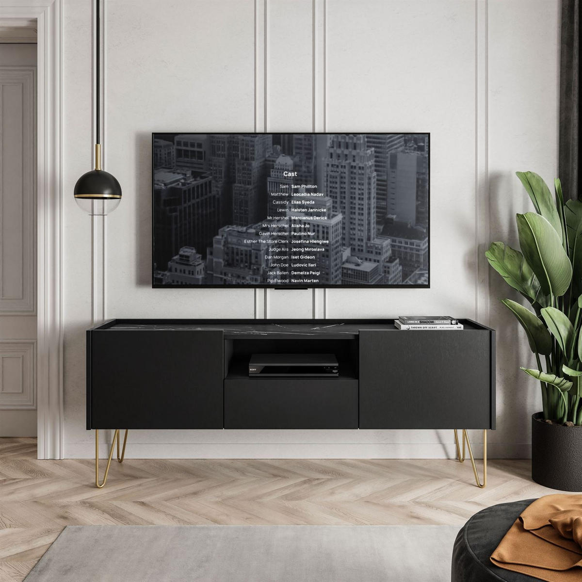 TV Element EUPHORIA RTV144 - Schwarz, Holzwerkstoff (144/55/37cm) - Lookway