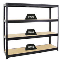 SCHWERLASTREGAL Dino 180x180x60 cm Fachlast 500 kg Schwarz - Schwarz, Metall (180/180/60cm) - PROREGAL