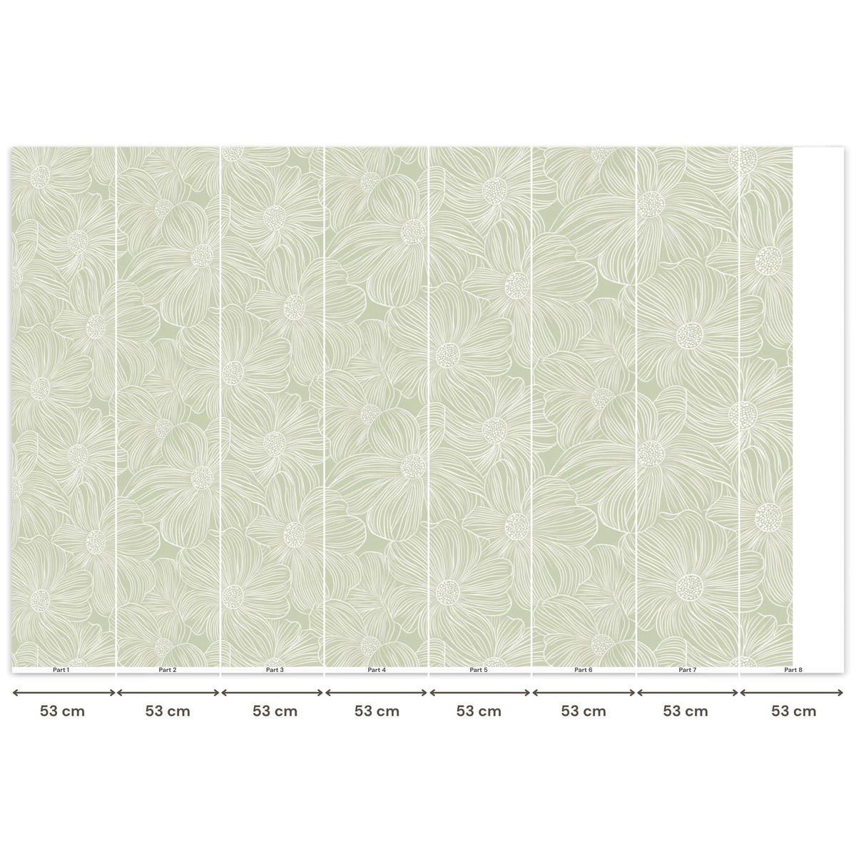 TAPETE - Gelassenheit - Blumen - Grün - 400x280 cm - Salbeigrün, Papier (400/280cm) - OnlyWow