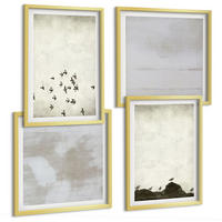 BILDER SET 4er Set - 50x50 cm & 40x60 cm Goldrahmen - Minimalistische Vögel im Flug - Goldfarben, Kunststoff (50/50cm) - TULUP