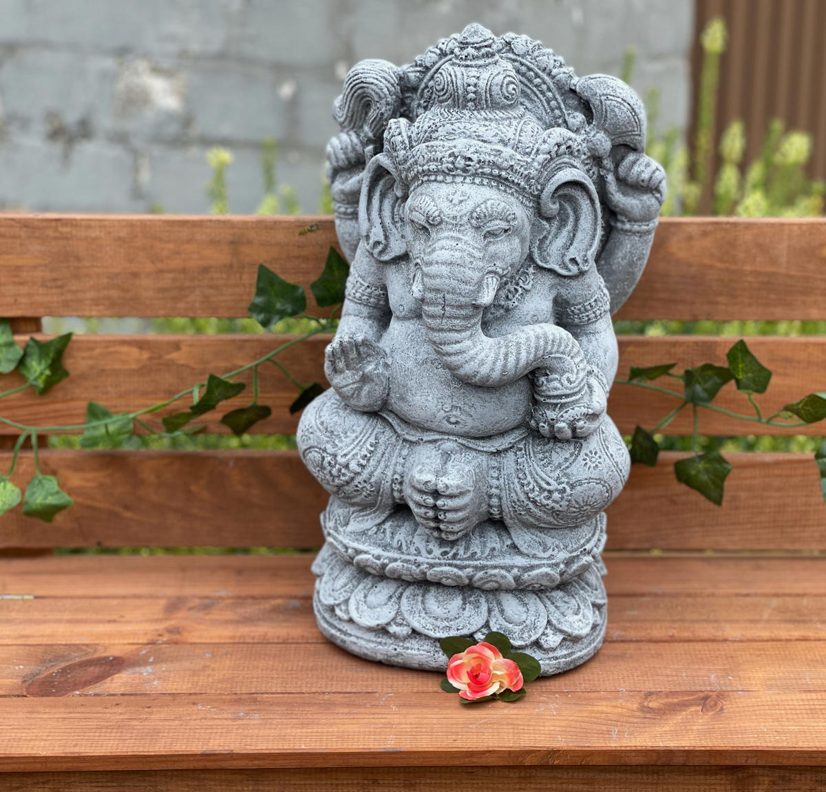 STEINFIGUR Ganesha frostfest Steinguss massiv - Grau, Stein (19/35/16cm) - stoneandstyle