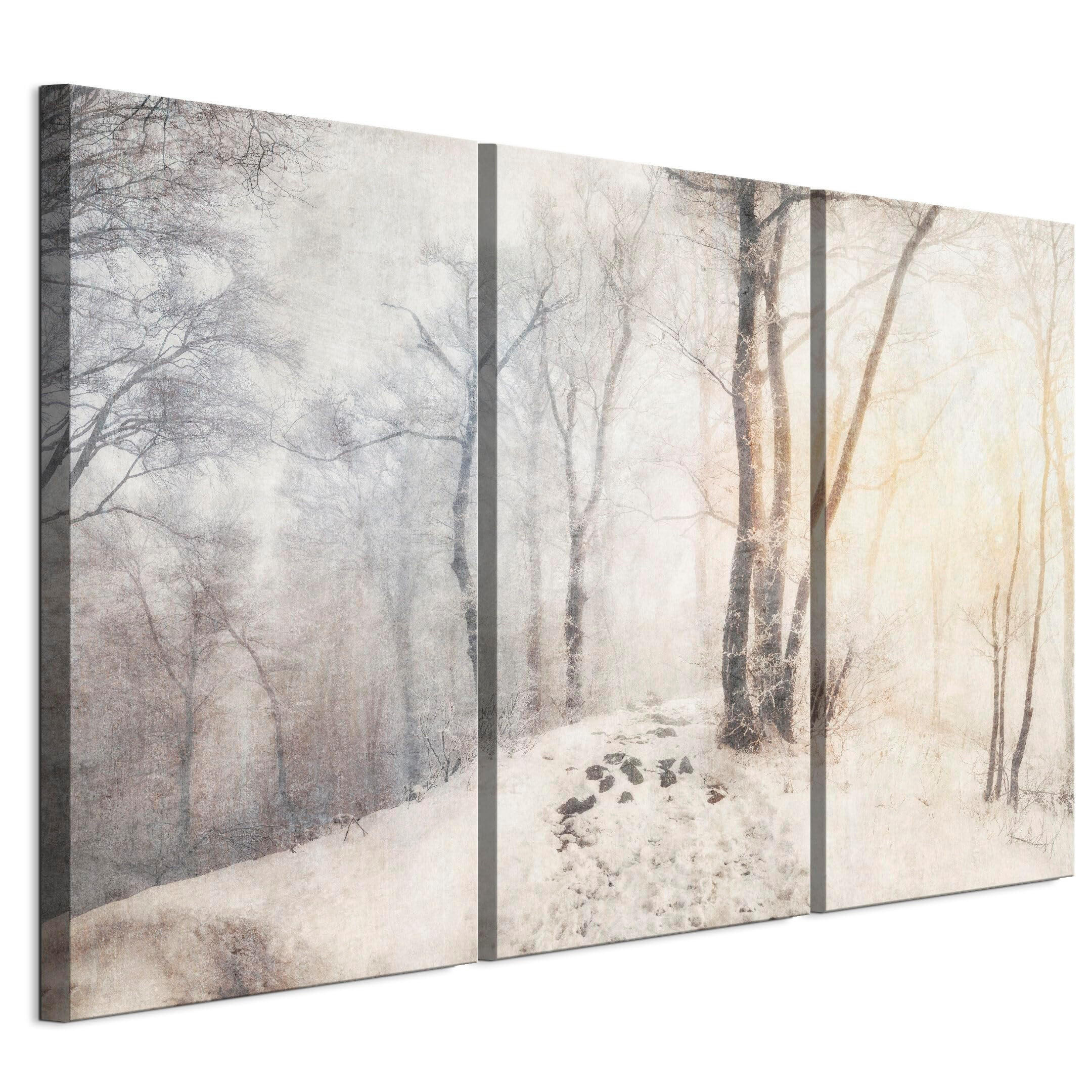 LEINWANDBILD Winter 3-tlg. 90x60 cm - Grau, Holz (90/60cm) - LUMASOUL