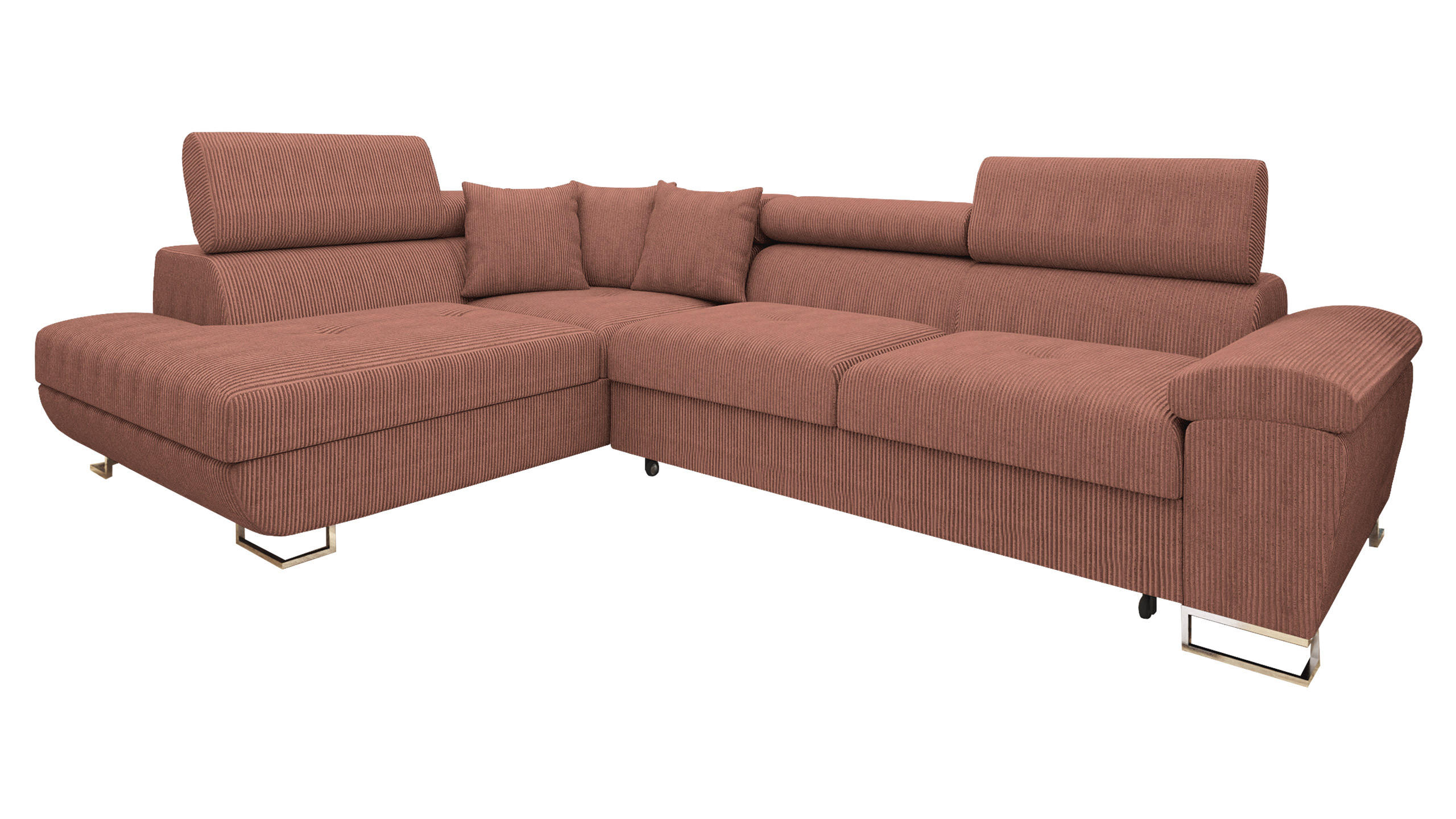 ECKSOFA Cotere Cord, Seite: Links - Rosa, Holz/Textil (270/202cm) - MIRJAN24