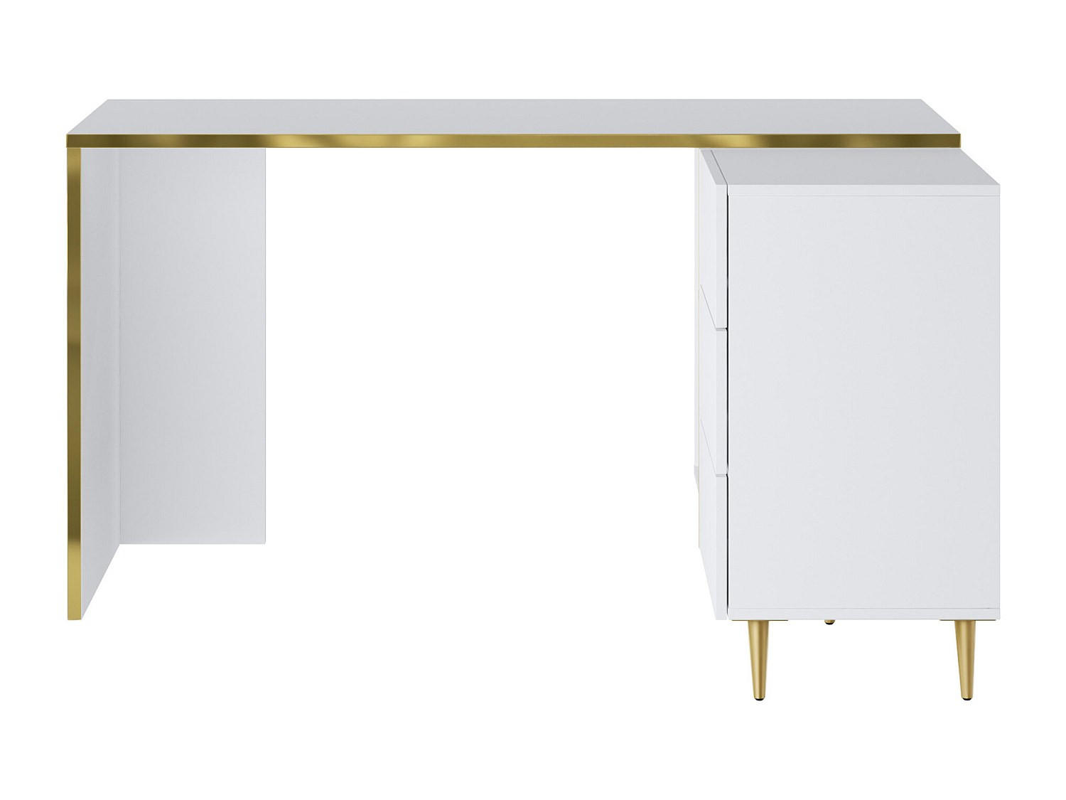 SCHREIBTISCH - 138 cmcm x 109.1 cmcm - Holz, Platte - Weiß - MARZIALO - Weiß, Holz (109.1/138/75.6cm) - Vente-Unique