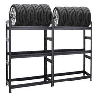 REIFENREGAL Dino 2er-Set mit 2x 180x120x50 cm Fachlast 150 kg bis zu 24 Reifen Schwarz - Schwarz, Metall (240/180/50cm) - PROREGAL