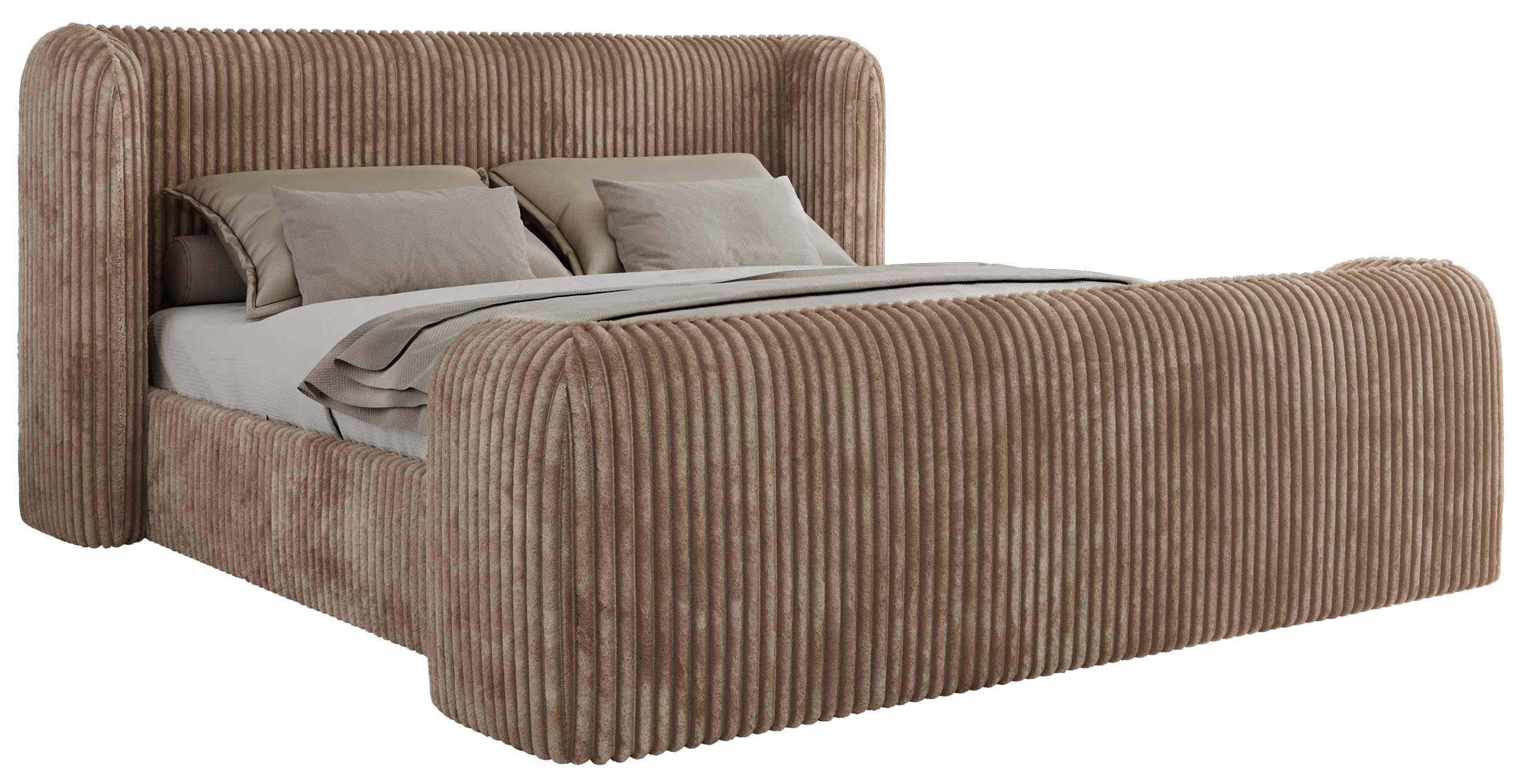 POLSTERBETT EMORA CLASSIC DUO 180/200 - Braun Cord - Schaum-Matratze - Braun, Textil (180/200cm) - MKS