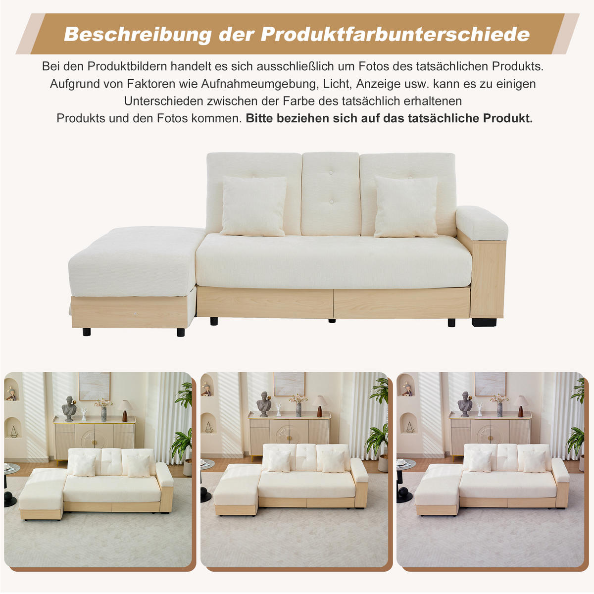SCHLAFSOFA Beige mit Chenille-Bezug, dreistufig verstellbarer Rückenlehne und vielfältigem Stauraum 217 × 110 × 90 cm - Beige, Textil (217/90/110cm) - Luhomfu