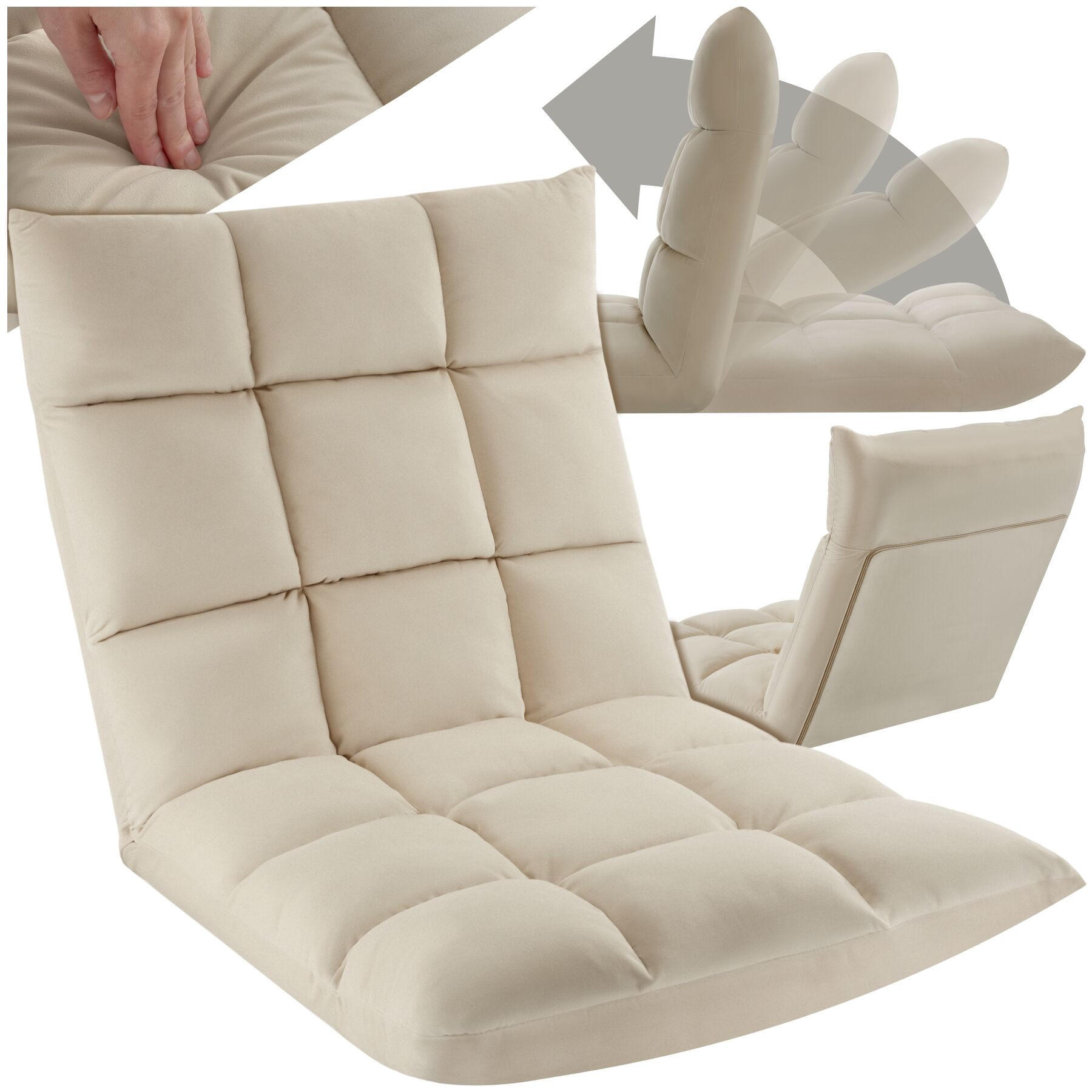 RELAXSESSEL Snooze ,108 x 57 x 13,5 cm,beige - Beige, Textil (57/13.5/108cm) - tectake