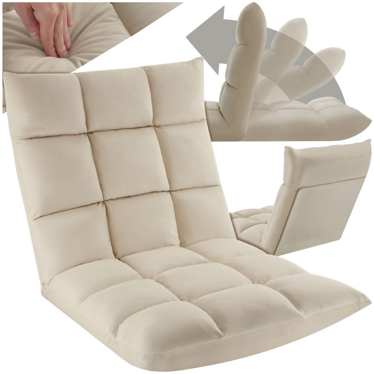 RELAXSESSEL Snooze ,108 x 57 x 13,5 cm,beige - Beige, Textil (57/13.5/108cm) - tectake