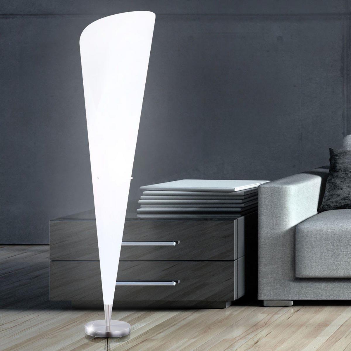 LED STEHLEUCHTE Metall Weiß matt - Weiß, Metall (30/35/143.5cm)