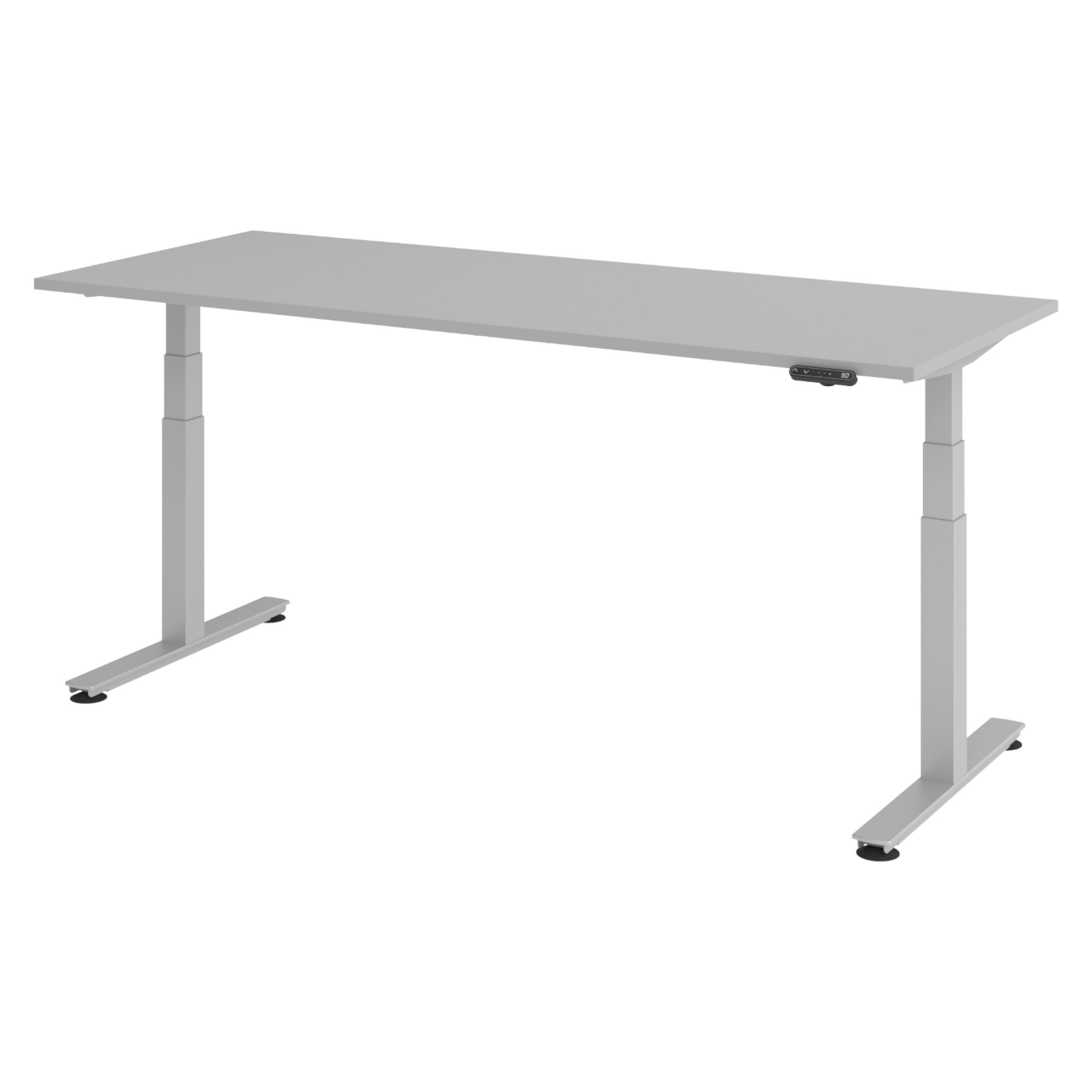 bümö Schreibtisch Grau, Silber 200x74x80 cm