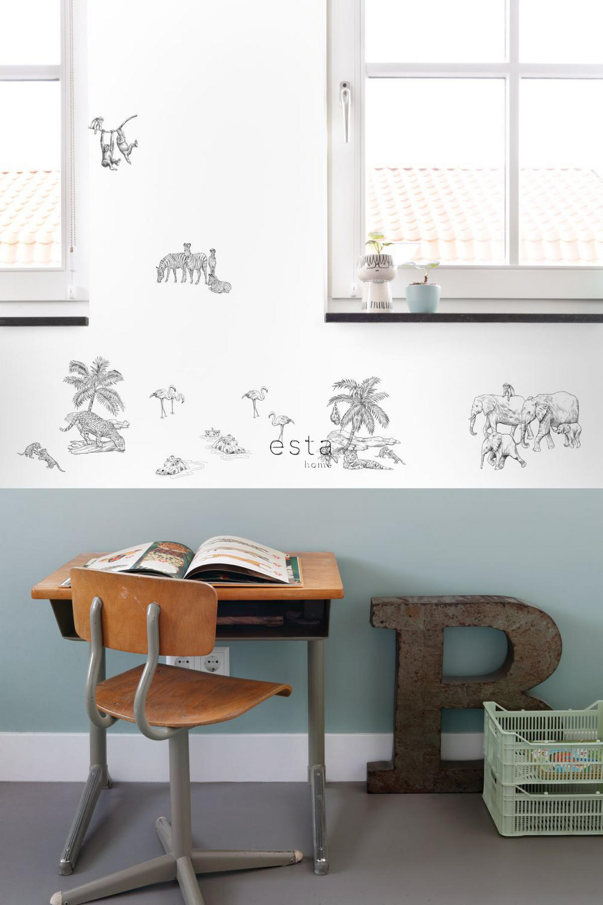 WANDTATTOO Dschungeltiere 47.5 x 66 cm - Schwarz, Papier (47.5/66/66cm) - ESTAhome
