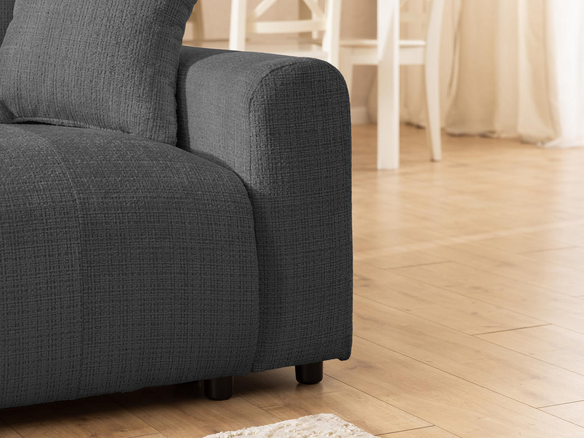 SCHLAFSOFA Calma mit Bettkasten im Bumpy-Design aus weichem Grau Chenille-Stoff - Schwarz/Grau, Holz/Kunststoff (239/88/98cm) - S-Style Möbel