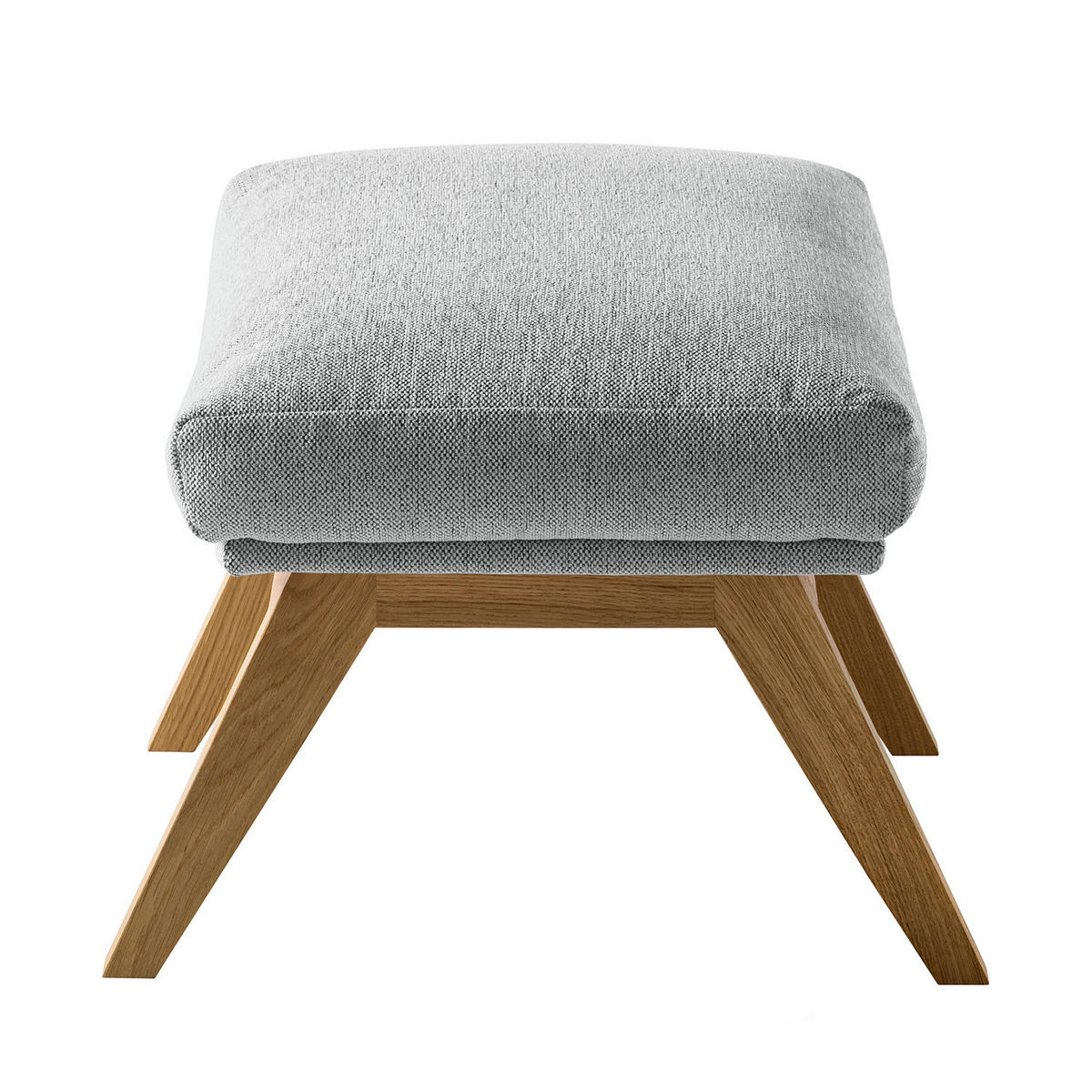 HOCKER mit Holzfüßen - Eichefarben/Hellgrau, Eichenholz/Textil (54/41/41cm) - home24