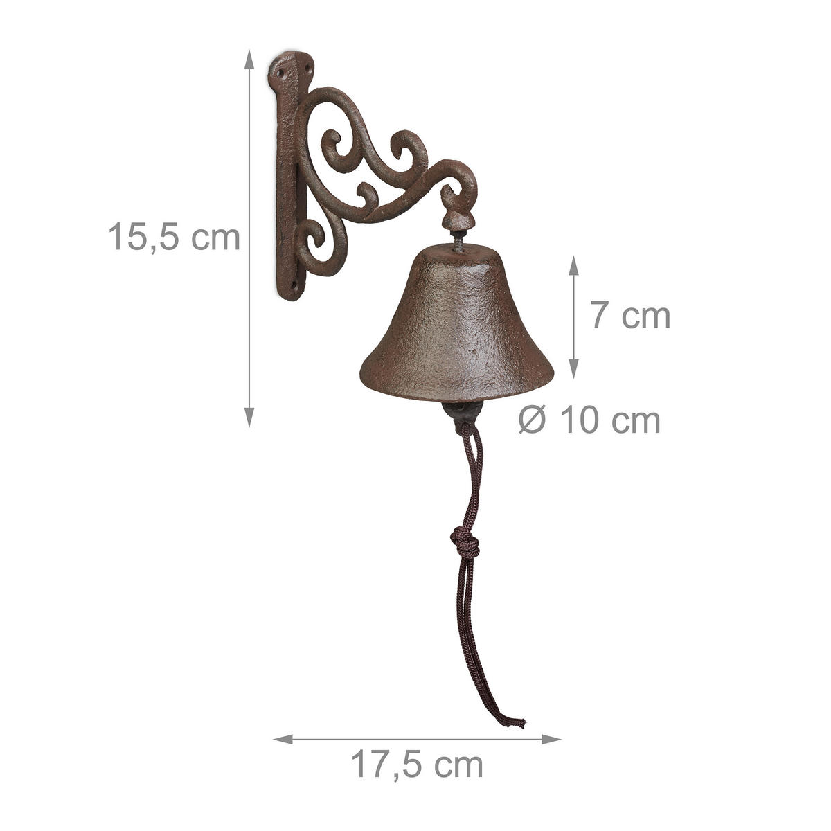 ZVONO za vrata - smeđa, metal (10/15.5/17.5cm) - Relaxdays