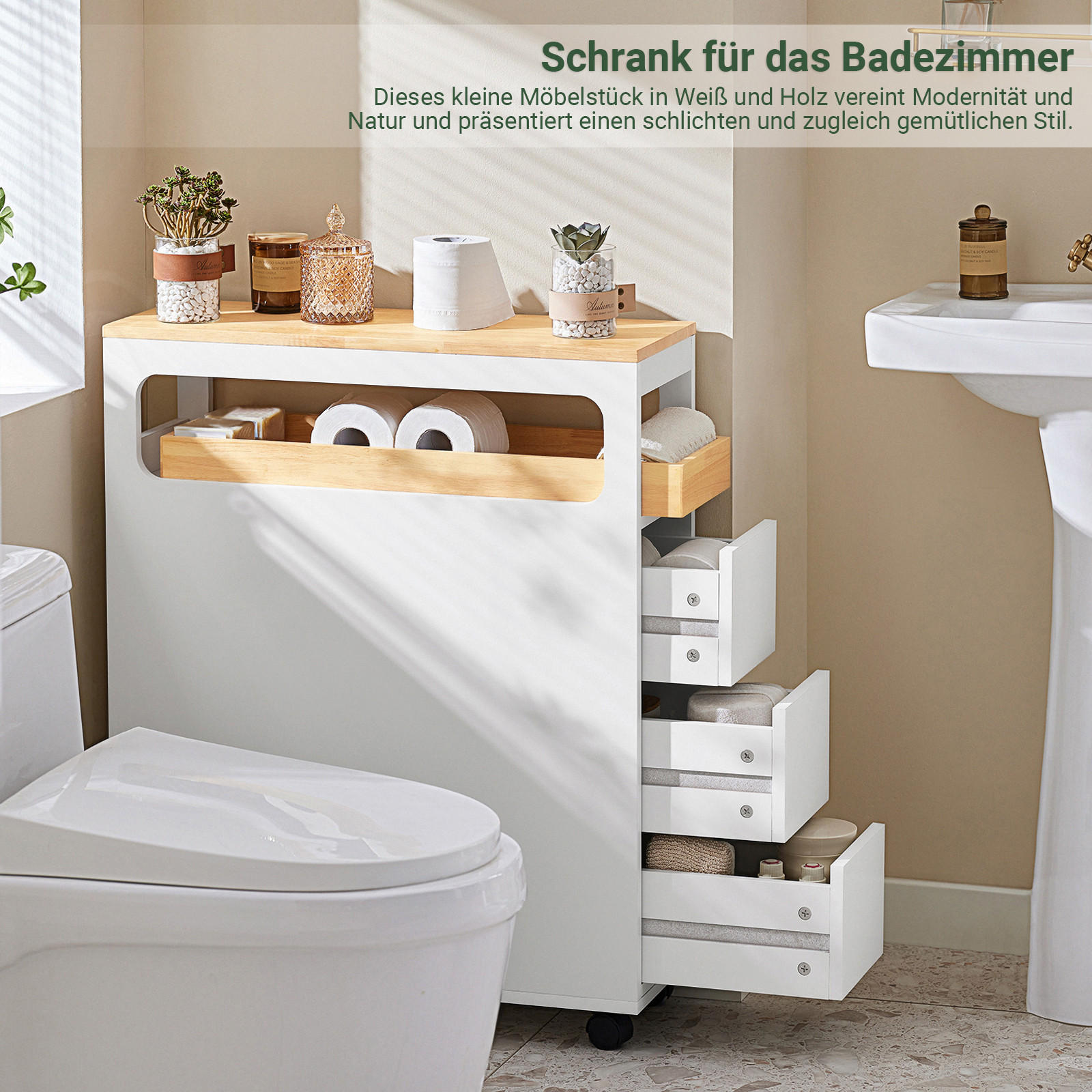 NISCHENWAGEN Weiß - Weiß, Holz/Holzwerkstoff (23/82/65cm) - SoBuy