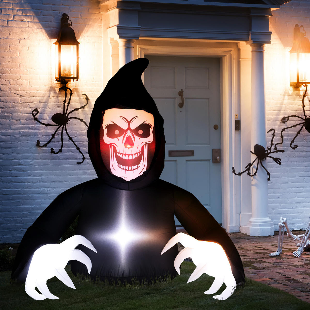 HALLOWEENDEKO DE-42092 Aufblasbarer Sensenmann 1,8 m mit LED - Schwarz, Kunststoff (190/180/115cm) - ComfortXL