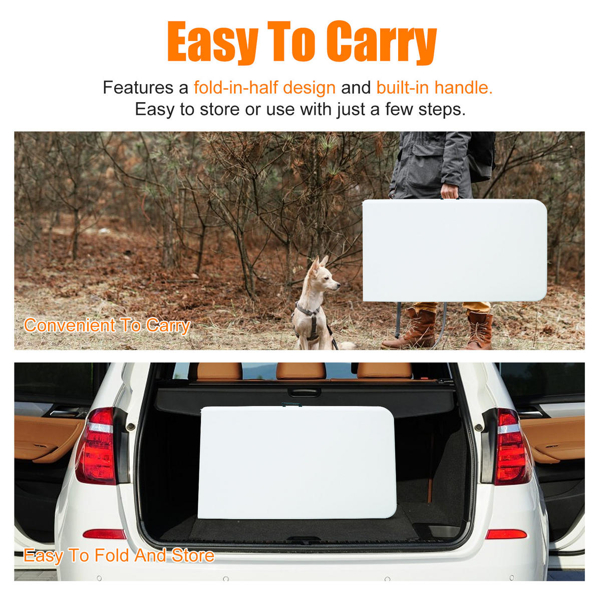 KLAPPTISCH 244 cm Weiß - Weiß, Kunststoff (243.9/73.6/73.6cm) - ComfortXL