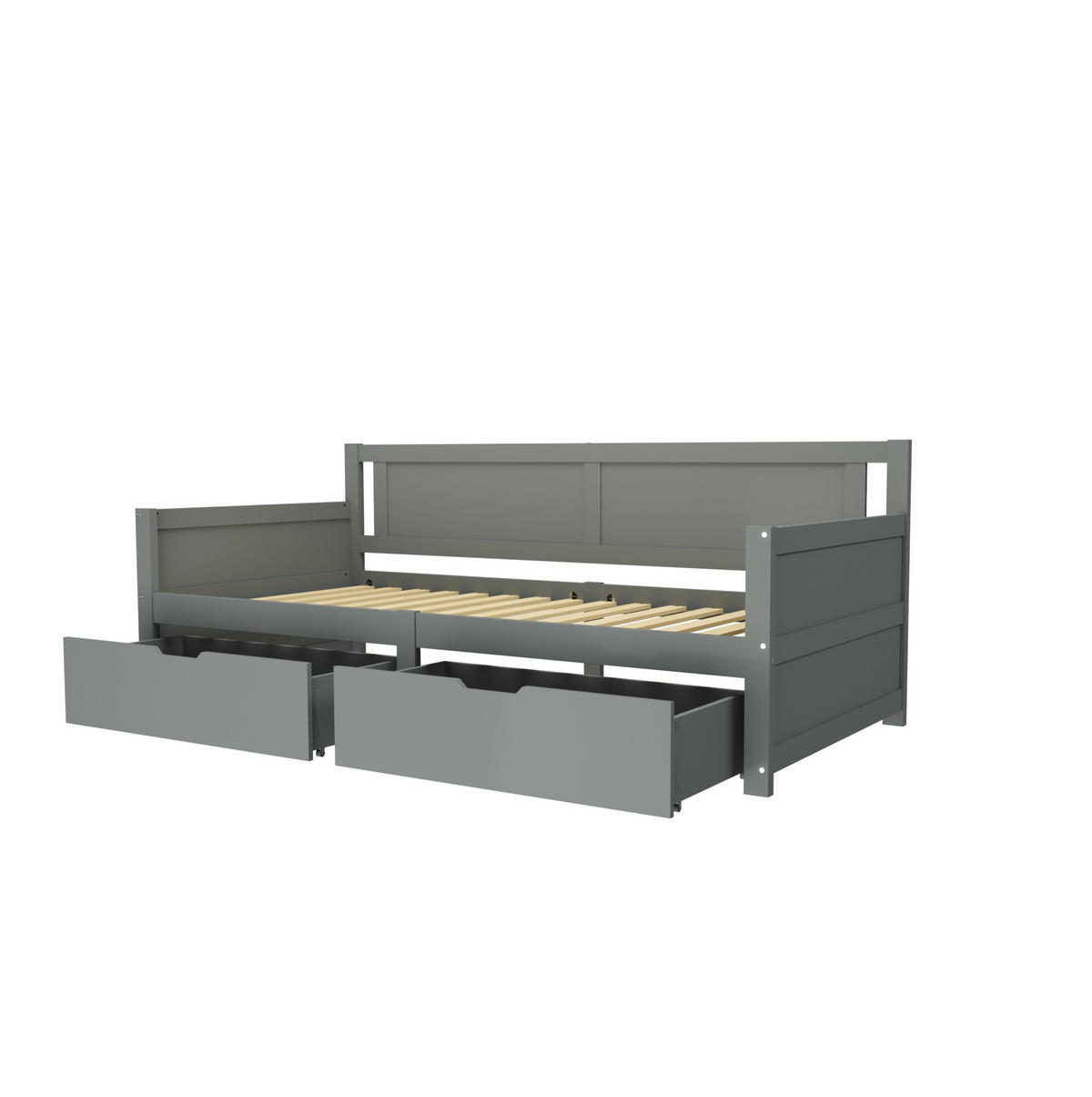 KINDERBETT 90/200 cm als Schlafsofa mit 2 Schubladen und rahmen, Grau - Grau, Holzwerkstoff (90/200cm) - Redom