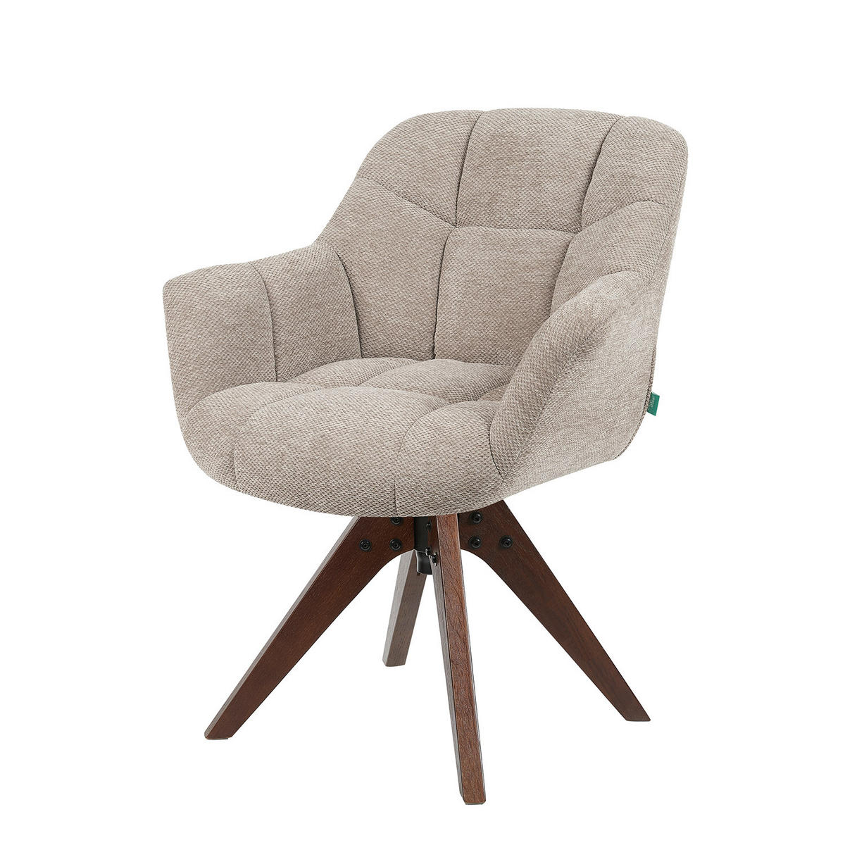 DREHSTUHL Mika-Nele 2er-Set - Beige/Nussbaumfarben, Eichenholz/Holz (65/81/66cm) - DUBI Möbel