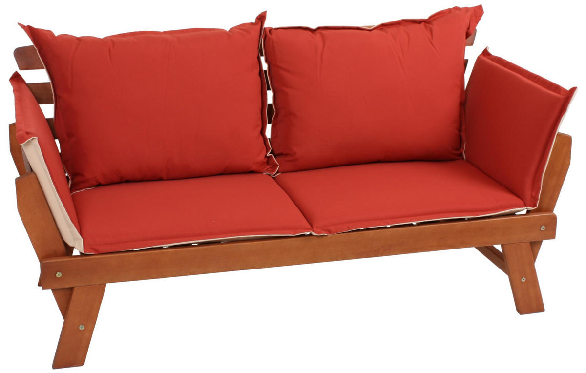 GARTENBANK Odense umklappbare Armlehnen Terrassenbank - Braun, Holz (72/75/195cm) - DELUKE