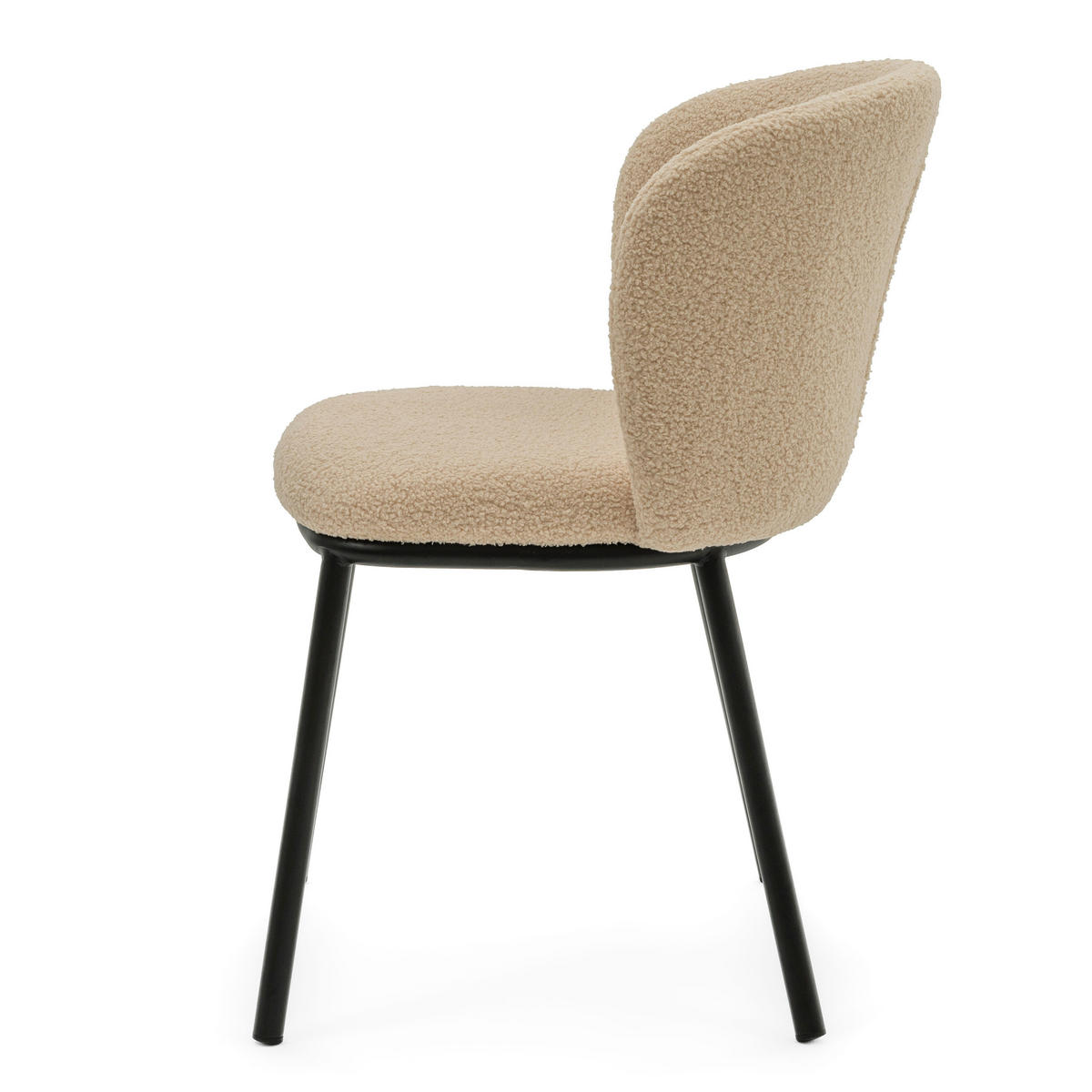 STUHL BARI gepolsterter mit Steppung - beige - Boucle - Beige/Schwarz, Textil/Metall (54/81/57cm) - NEW HOME