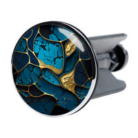 WASCHBECKENSTÖPSEL Marmor Cobalt - Blau/Goldfarben, Kunststoff/Metall (4/7/7cm) - Sanilo