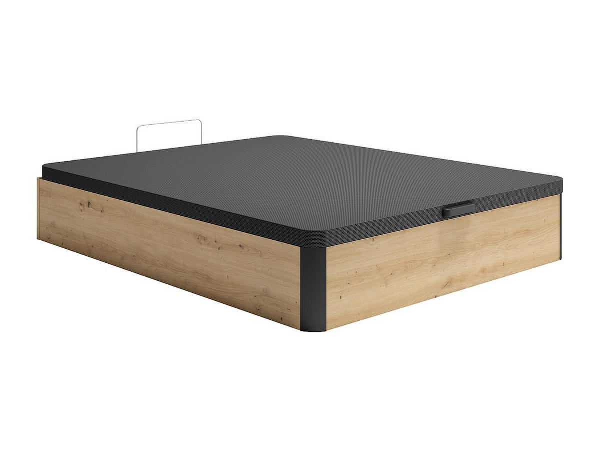 BETTGESTELL mit Bettkasten - 2 Personen - Holz, Platte - Schwarz, Naturfarben Hell - Schwarz/Naturfarben, Holz (140/200cm) - Vente-Unique