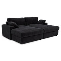 SOFA PLUM Samt Schwarz 260cm - Schwarz, Textil (260/83/155cm) - Premium Interiors