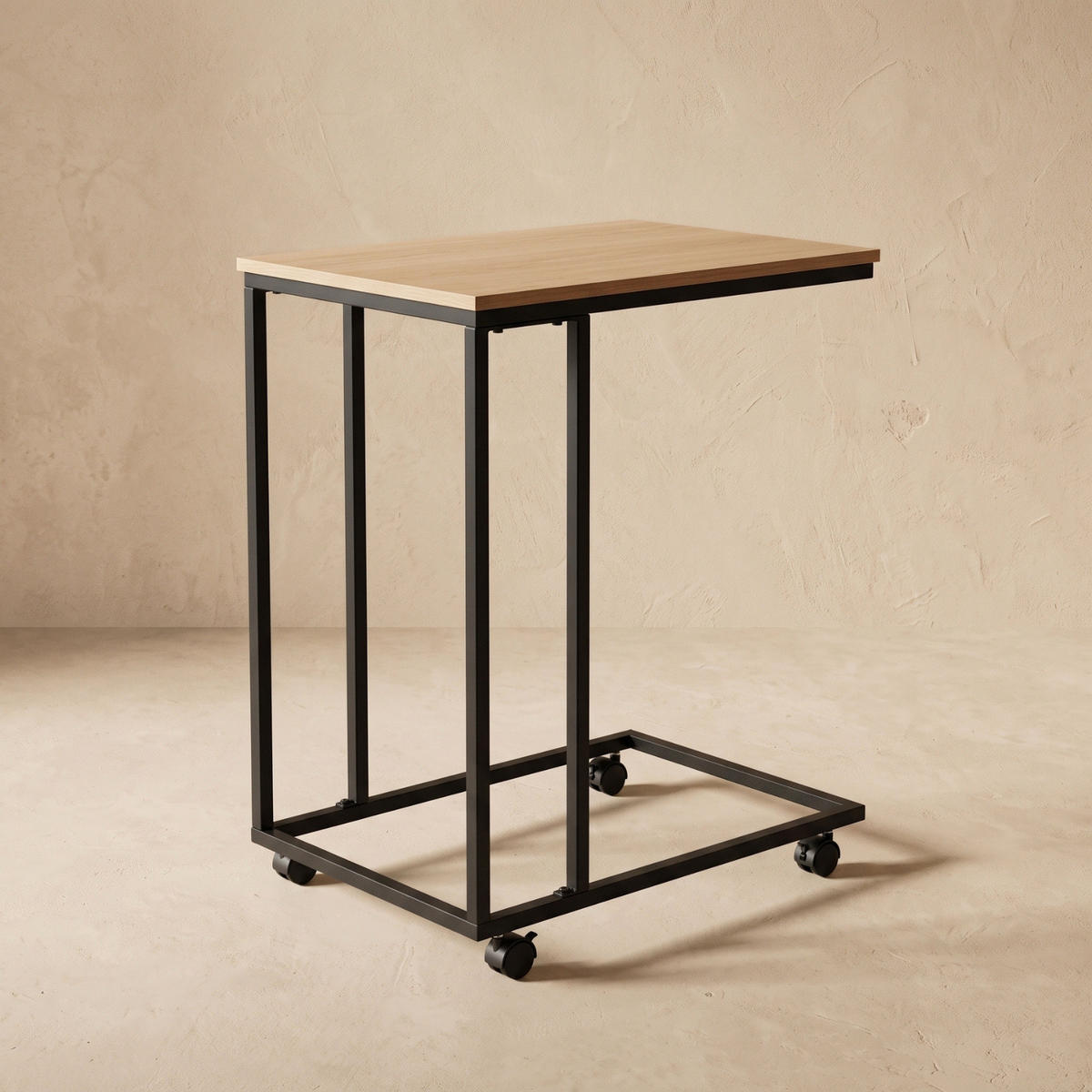 BEISTELLTISCH mit Rollen Braun 35/50/61 cm - Hellbraun, Metall (35/50/61cm) - SCENA LIVING