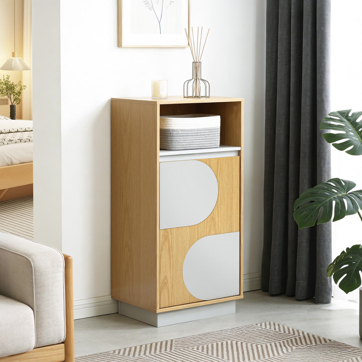 BADEZIMMERSCHRANK 85cm - Akaziefarben, Holzwerkstoff (30/85/40cm)