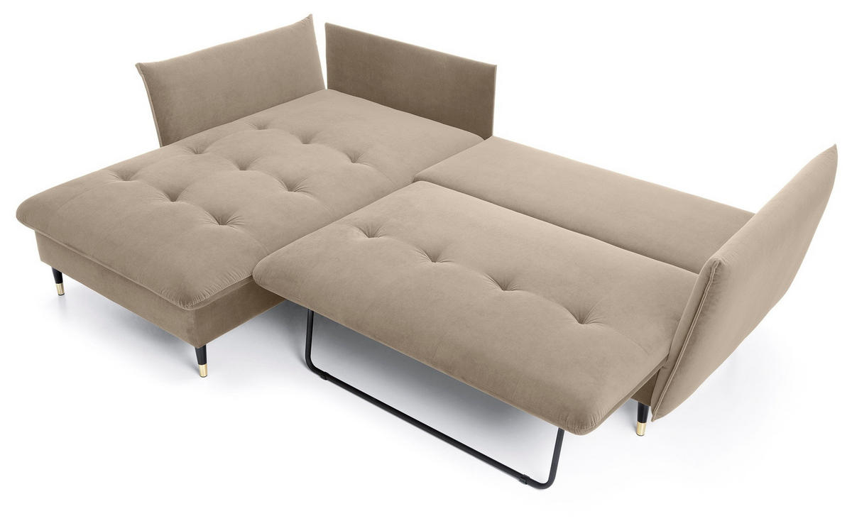 ECKSOFA 260 cm Sagir mit Schalffunktion, Bettkasten, Links - Braun - Schwarz/Braun, Holz (167/258cm) - Emporius