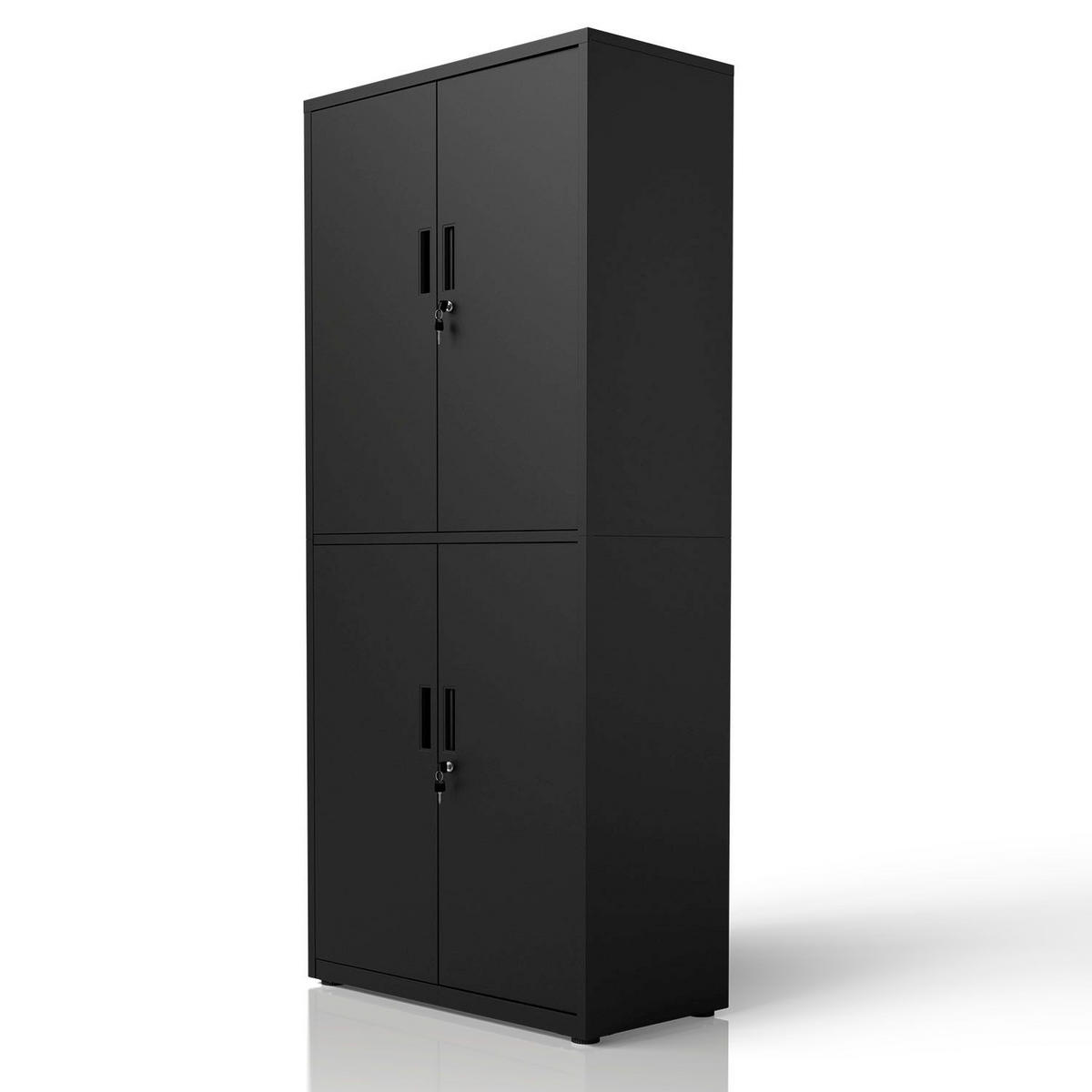 METALLSCHRANK 180/80/40 cm schwarz abschließbar - Schwarz, Metall (80/180/40cm) - Juskys