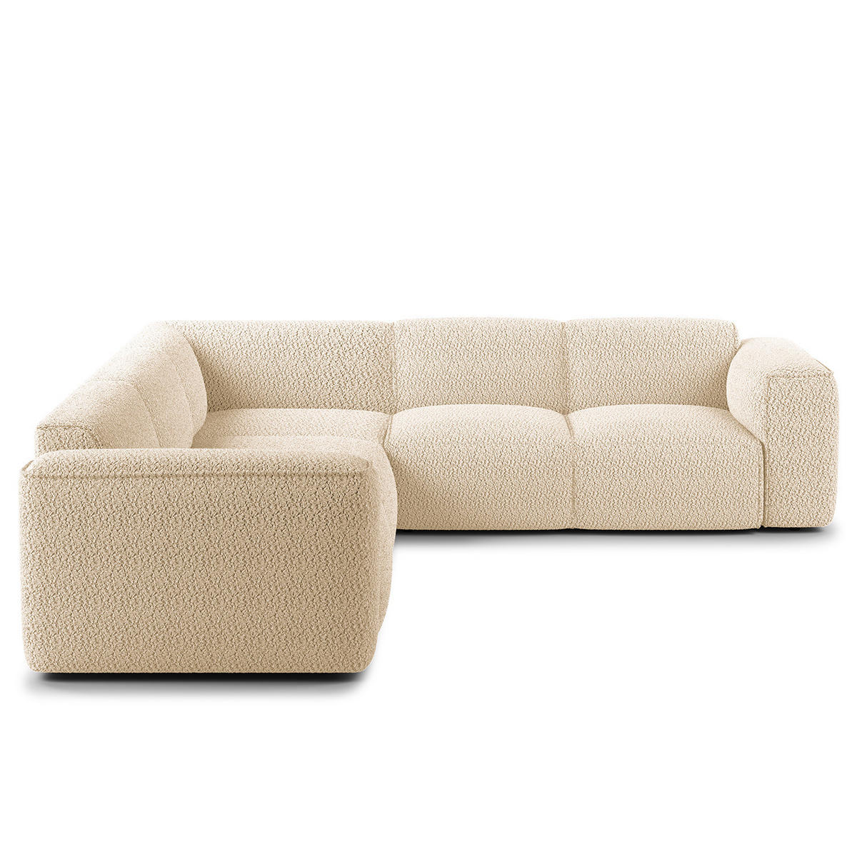 ECKSOFA mit Rundecke - Beige/Schwarz, Kunststoff/Textil (325/260cm) - home24