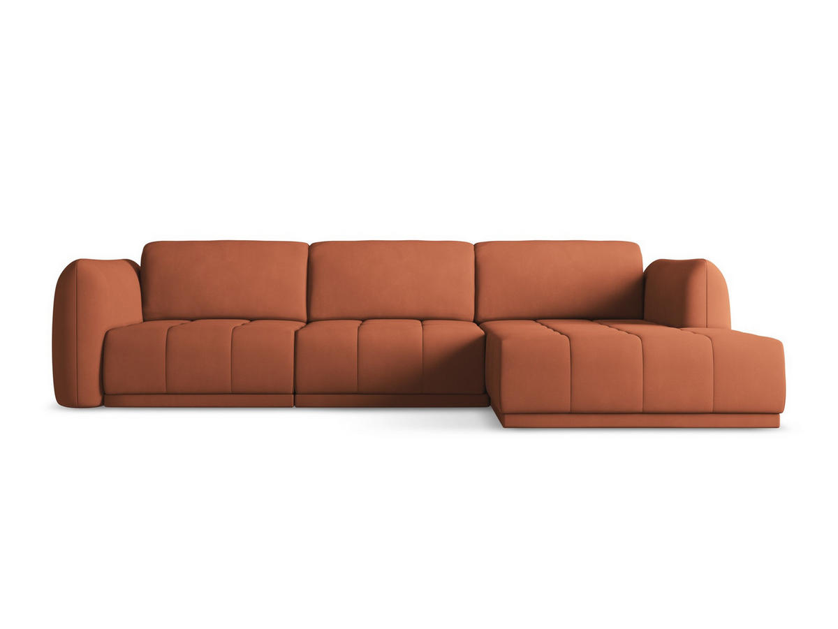 ECKSOFA Rechts Chenille Stoff Orange - Beige/Terracotta, Kunststoff/Textil (290/170cm) - Makamii