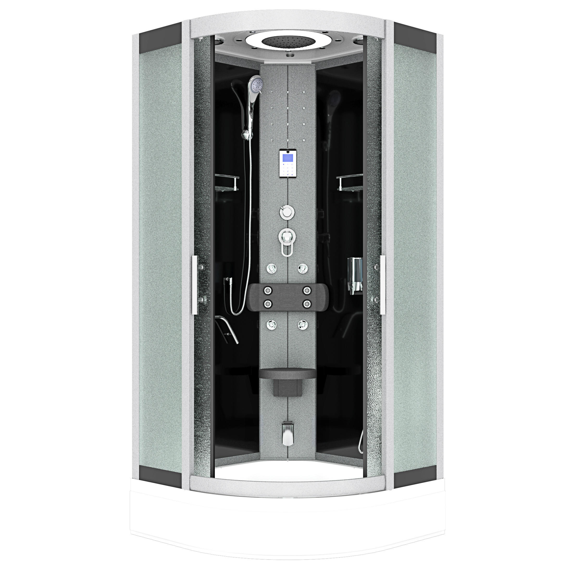 DAMPFDUSCHE Duschkabine D58-63M2 sw 100x100 - Schwarz, Glas/Kunststoff (100/100/225cm) - AcquaVapore by Sandra Jentho