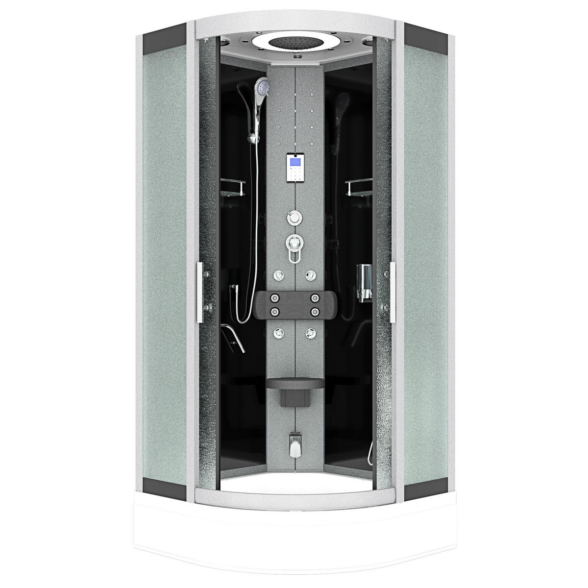 DAMPFDUSCHE Duschkabine D58-63M2 sw 100x100 - Schwarz, Glas/Kunststoff (100/100/225cm) - AcquaVapore by Sandra Jentho