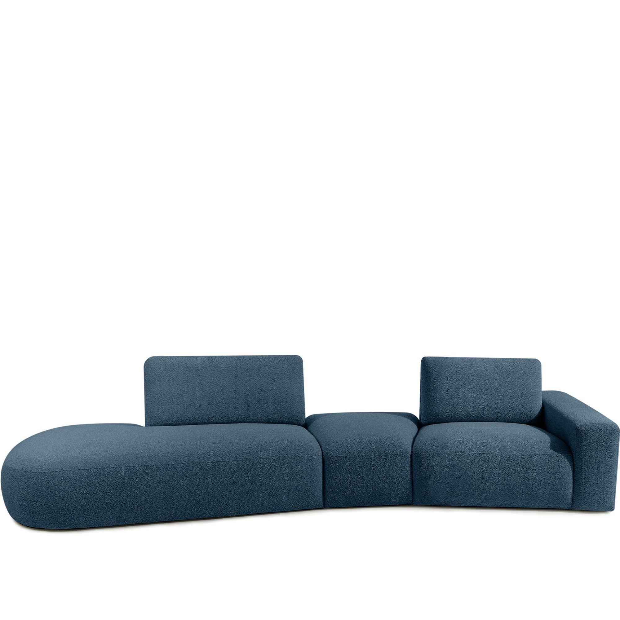 4-SITZER ECKSOFA ZUCCO Boucle links, Nachtblau - Dunkelblau, Textil (350/84/105cm) - KONSIMO®