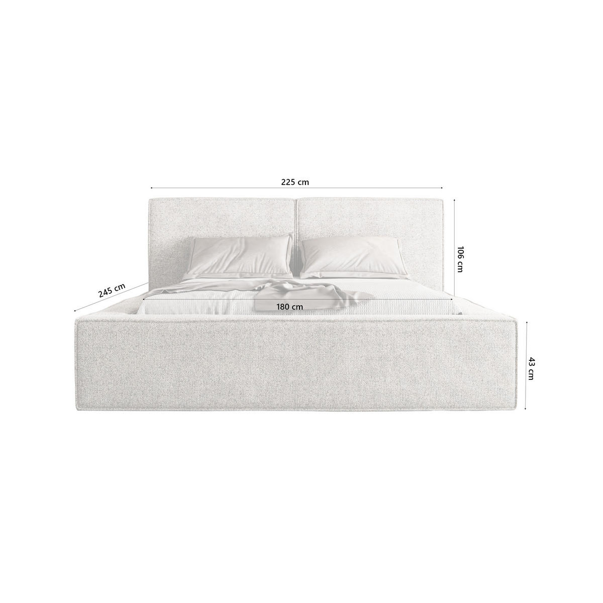 POLSTERBETT Lesti 180x200 cm, Grau - Grau, Textil (180/200cm) - Fedve
