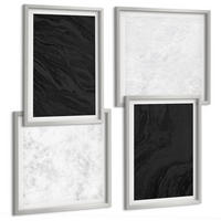 BILDER SET 4er Set - 50x50 cm & 40x60 cm Silberner Rahmen - Dunkles Licht, glamouröse Marmor - Silberfarben, Kunststoff (50/50cm) - TULUP