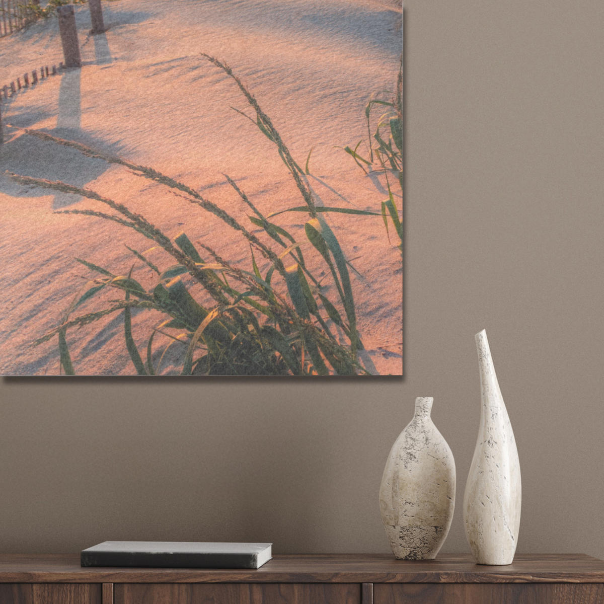 AKUSTIKBILD Strand - Meer - Düne - Sonnenuntergang - Landschaft Wanddeko 60x90 cm - Beige, Kunststoff (60/90/0.9cm) - MuchoWow