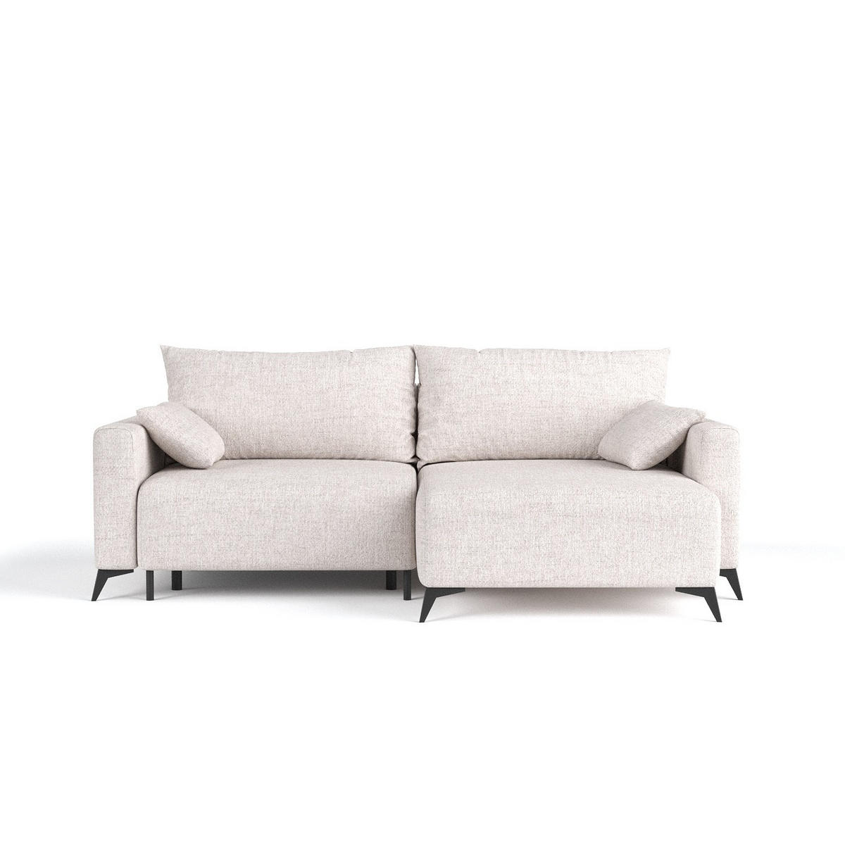 ROHOVÁ SEDAČKA NUVIO, textil, Písková - černá/písková barva, kov/dřevo (239/148cm) - AltaBeds
