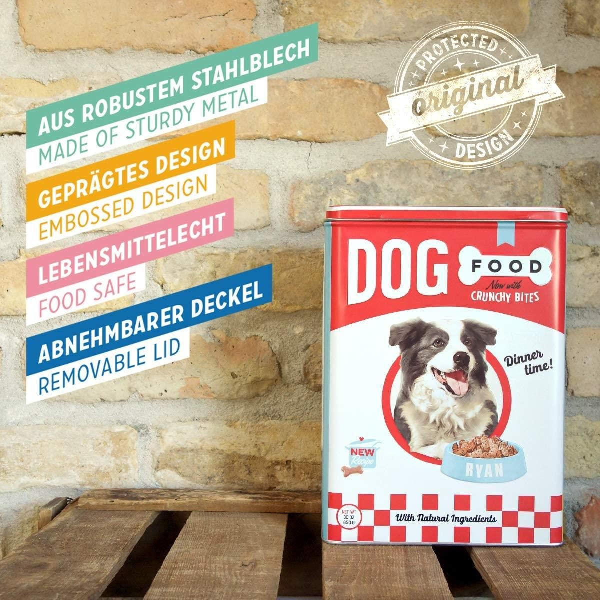 VORRATSDOSE XL Animal Club Dog Food - Rot/Weiß, Metall (19/26/8cm) - Nostalgic-Art