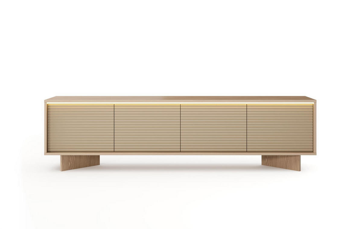 RTV-SCHRANK DEMI Cappuccino, Viertürig TV-Tisch mit und LED-Beleuchtung - Cappuccino, Holzwerkstoff (204/54/40cm) - Bettso